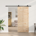 Sliding Door 80 x 208 cm Solid Pine Wood Natural