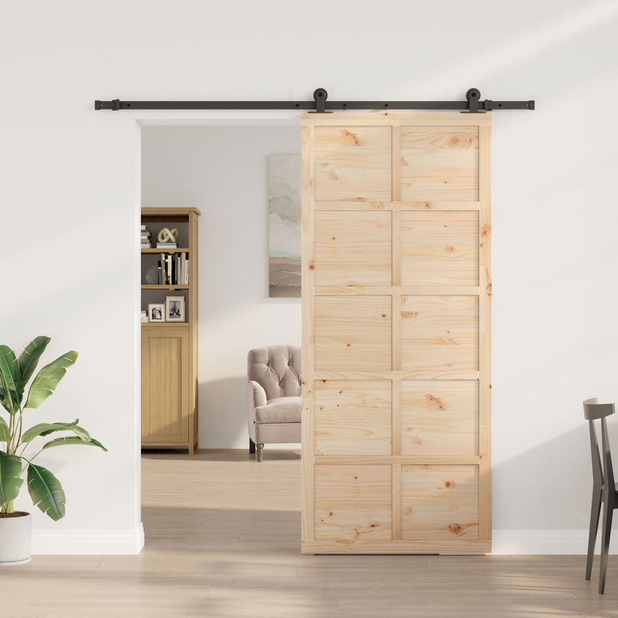 Sliding Door 80 x 208 cm Solid Pine Wood Natural