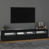 TV Cabinet with LED Lights Black 210x35x40 cm - Side View