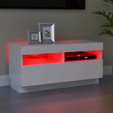 TV Cabinet with LED Lights White 80x35x40 cm - Side View