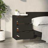 Bedside Cabinets 2 pcs Black 40x36x65 cm - Side View