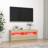 TV Cabinet with LED Lights Sonoma Oak 100x35x40 cm - Side View
