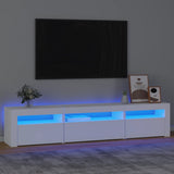 TV Cabinet with LED Lights White 195x35x40 cm - Front View