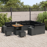 Garden Sofa Set with Cushion with Storage 12 pcs Black