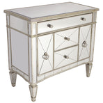 Mirrored Dresser Nightstand Antique Ribbed 5 drawers. showroom sample available