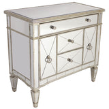Mirrored Dresser Nightstand Antique Ribbed 5 drawers. showroom sample available