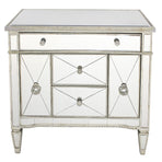Mirrored Dresser Nightstand Antique Ribbed 5 drawers. showroom sample available
