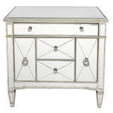 Mirrored Dresser Nightstand Antique Ribbed 5 drawers. showroom sample available - Front View