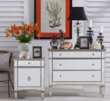 Mirrored 3 Drawer Chest Antique Ribbed - Front View