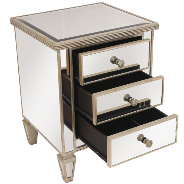 Mirrored Bedside Ribbed. Last one, floor stock left, half price.