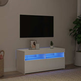 TV Cabinet with LED Lights White 90x35x40 cm - Front View