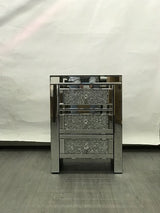 Mirrored Bedside with 3 Sparkling drawers. Last one, floor stock left, half price.