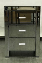 Mirrored Modern Bedside with 3 drawers on runners in Silver. Last two, floor stock left, half price.