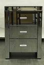 Mirrored Modern Bedside with 3 drawers on runners in Silver. Last two, floor stock left, half price.