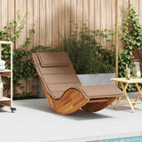 Rocking Sun Lounger with Cushion Solid Wood Acacia - Front View