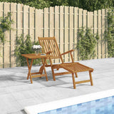 Outdoor Deck Chair with Footrest and Table Solid Wood Acacia - Front View