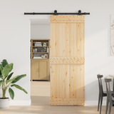 Sliding Door NARVIK Natural and Black 80 x 210 cm (152.5 cm) - Front View