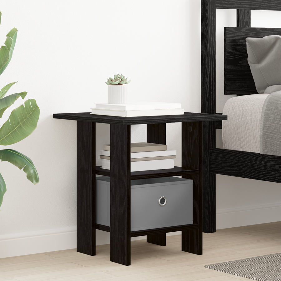 Bedside Table 2 pcs Black Oak 41 x 40 x 45 cm Engineered Wood