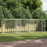 Dog Cage Silver 600 x 200 x 200 cm Galvanised Steel - Front View