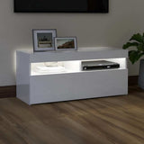 TV Cabinet with LED Lights High Gloss White 90x35x40 cm - Side View