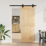 Sliding Door NARVIK Natural and Black 80 x 210 cm (152.5 cm) - Front View