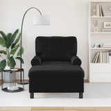 Lounge Chair with Cushion Black 91 x 157 x 91 cm Velvet - Side View