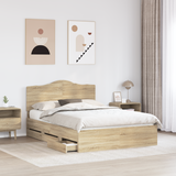 Bed Frame with Drawer Sonoma Oak 150 x 200 cm Engineered Wood - Side View