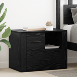 Bedside Cabinet Black Oak 35 x 60 x 50 cm Engineered Wood - Side View
