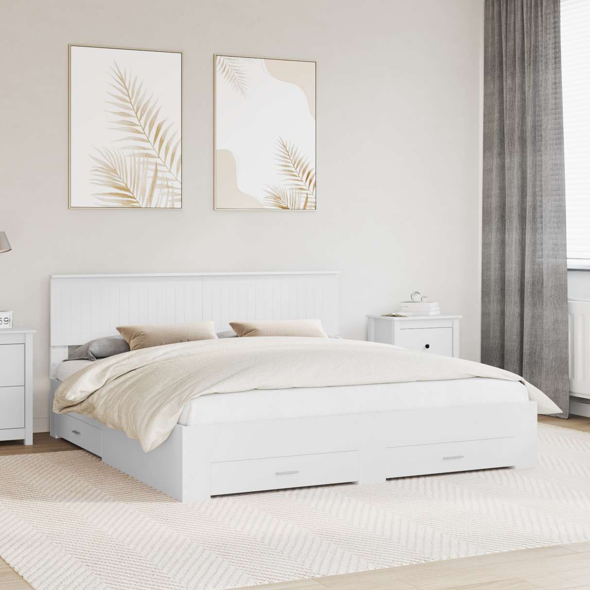 Bed Frame with Drawer White 180 x 200 cm Engineered Wood