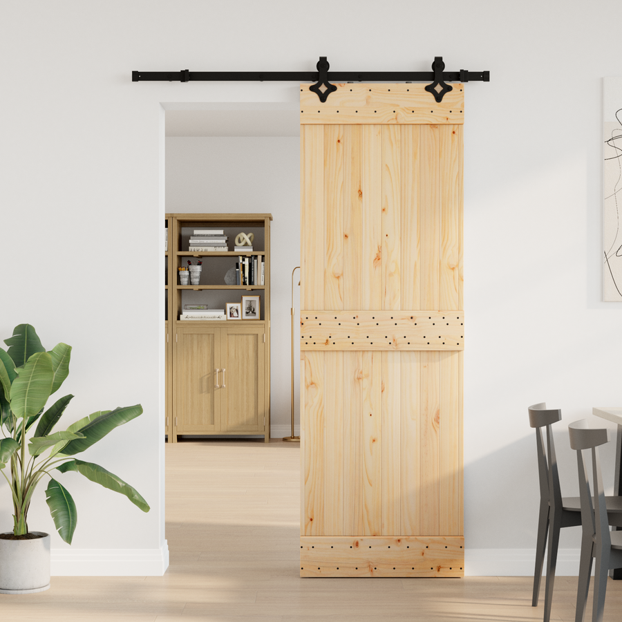 Sliding Door NARVIK Natural and Black 70 x 210 cm (152.5 cm)