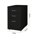 Levede 3 Drawer Office Drawers Cabinet Black-2018816765886337026