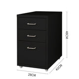 Levede 3 Drawer Office Drawers Cabinet Black - Front View
