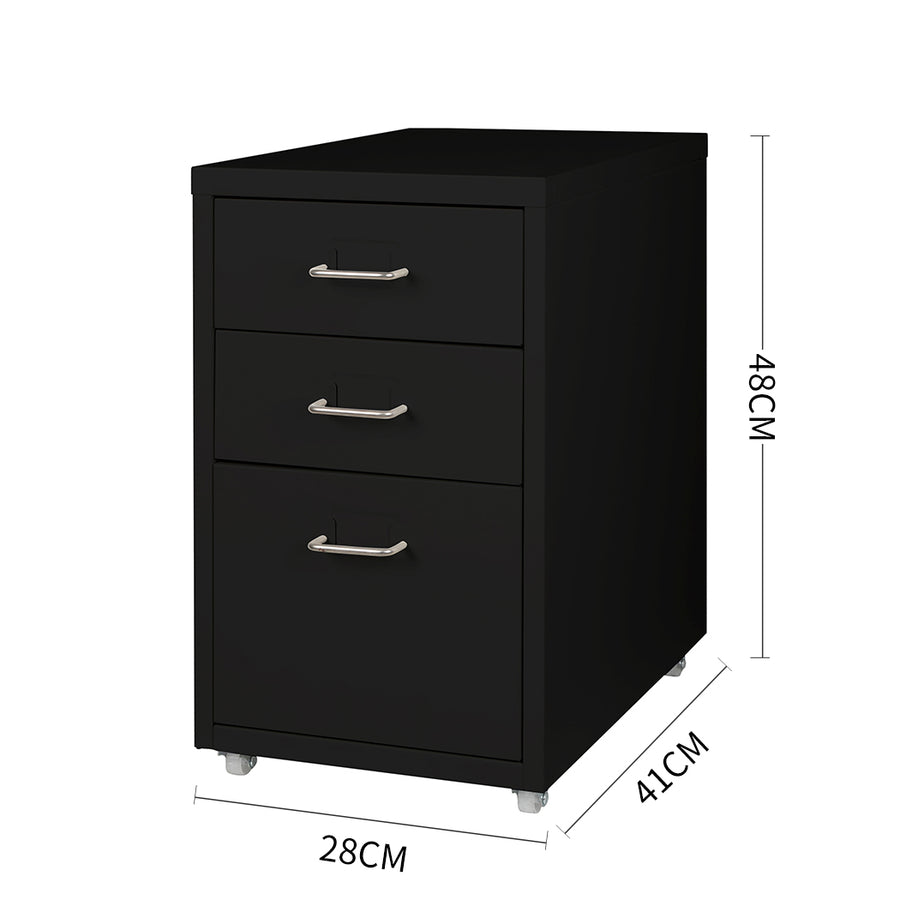 Levede 3 Drawer Office Drawers Cabinet Black-2018816765886337026
