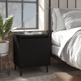 Bed Cabinet with Metal Legs Black 40x30x50 cm - Front View