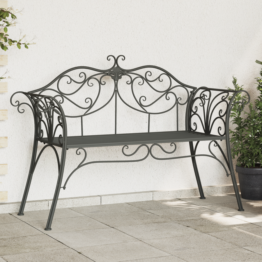 Garden Bench 2 -seater 131 x 47.5 x 90 cm Steel Silver Grey