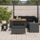 Garden Sofa Set with Cushion 8 pcs Black Poly Rattan - Side View