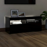 TV Cabinet with LED Lights Black 90x35x40 cm - Side View