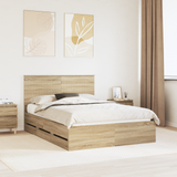 Bed Frame with Drawer Sonoma Oak 135 x 190 cm Engineered Wood - Front View