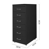 Levede 6 Drawer Office Cabinet Drawers Black - Front View