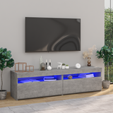 TV Cabinets 2 pcs with LED Lights Concrete Grey 75x35x40 cm - Front View