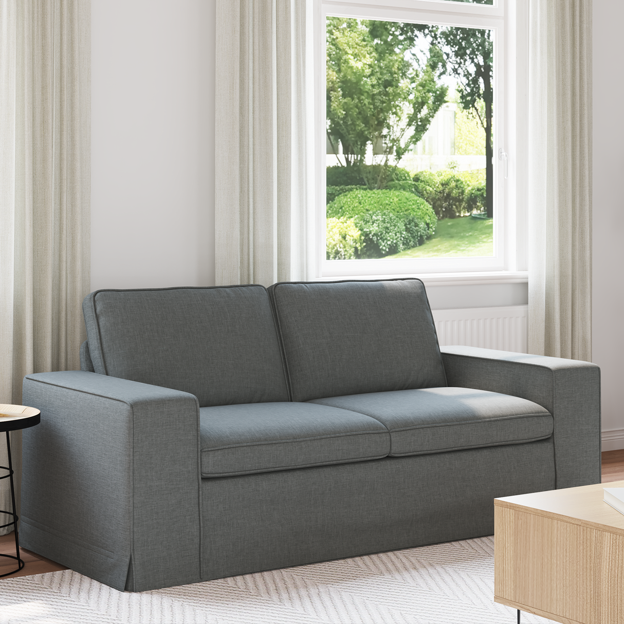 Sofa Dark Grey 182 x 80 x 82 cm Fabric