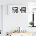 Wall Glass Cabinet PORTO 2 pcs High Gloss White Engineered Wood