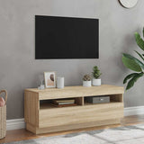 TV Cabinet with LED Lights Sonoma Oak 100x35x40 cm - Front View