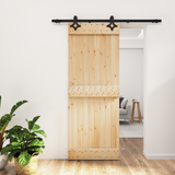 Sliding Door Natural and Black 80 x 210 cm Solid Pine Wood