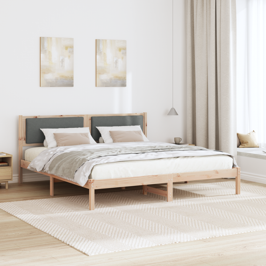 Bed Frame with Headboard Dark Grey 180 x 200 cm Solid Pine Wood