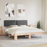 Bed Frame with Upholstered Headboard Dark Grey 180 x 200 cm - Front View