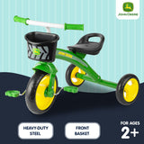 John Deere Green Steel Tricycle Ride On Toy 46790 - Rear View