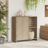 Storage Cabinet with Shelf Beige 100 x 36 x 102 cm Rattan - Front View