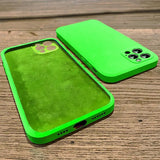 New Plain Neon Liquid Silicone Colorful Soft Case for iPhone 16 15 14 13 12 11 Pro Max Plus Fluorescent Microfiber Pink Cover
