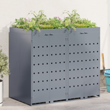 Wheelie Bin Storage for 2 Bins Light Grey 136 x 77,5 x 121,5 cm - Side View